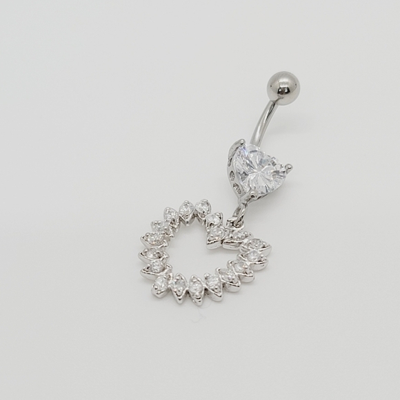 New Sterling Silver CZ Belly Button Navel Ring - Picture 1 of 4